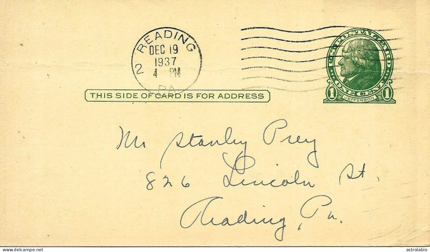 Montres Gruen 1937 Etats-Unis Entier Postal Illustre Voyagé Voir 2 Scan - Orologeria