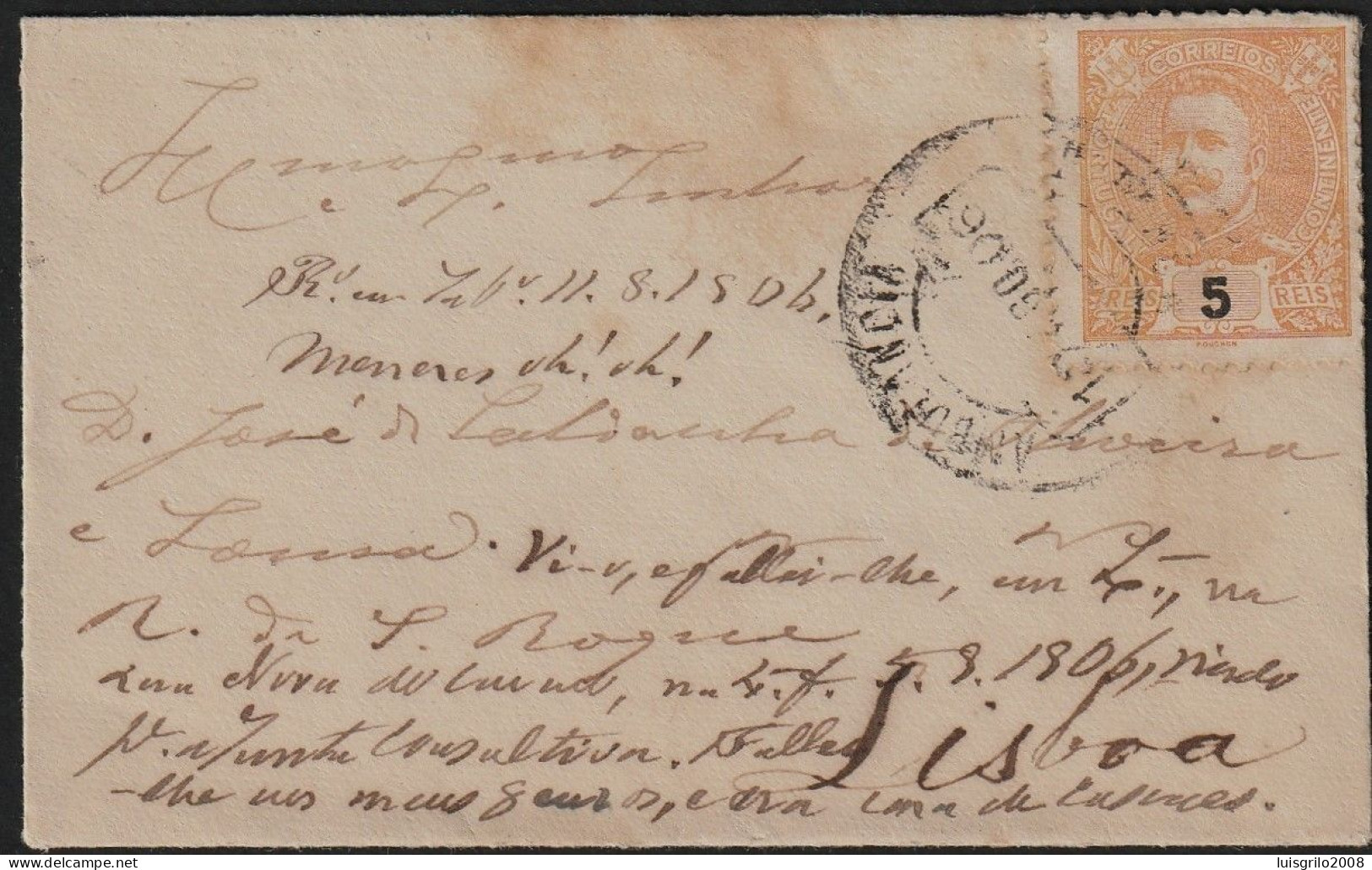 Cover - To Rua De S. Roque, Lisboa -|- Postmark - AMBULÃNCIA. 1906 - Lettres & Documents