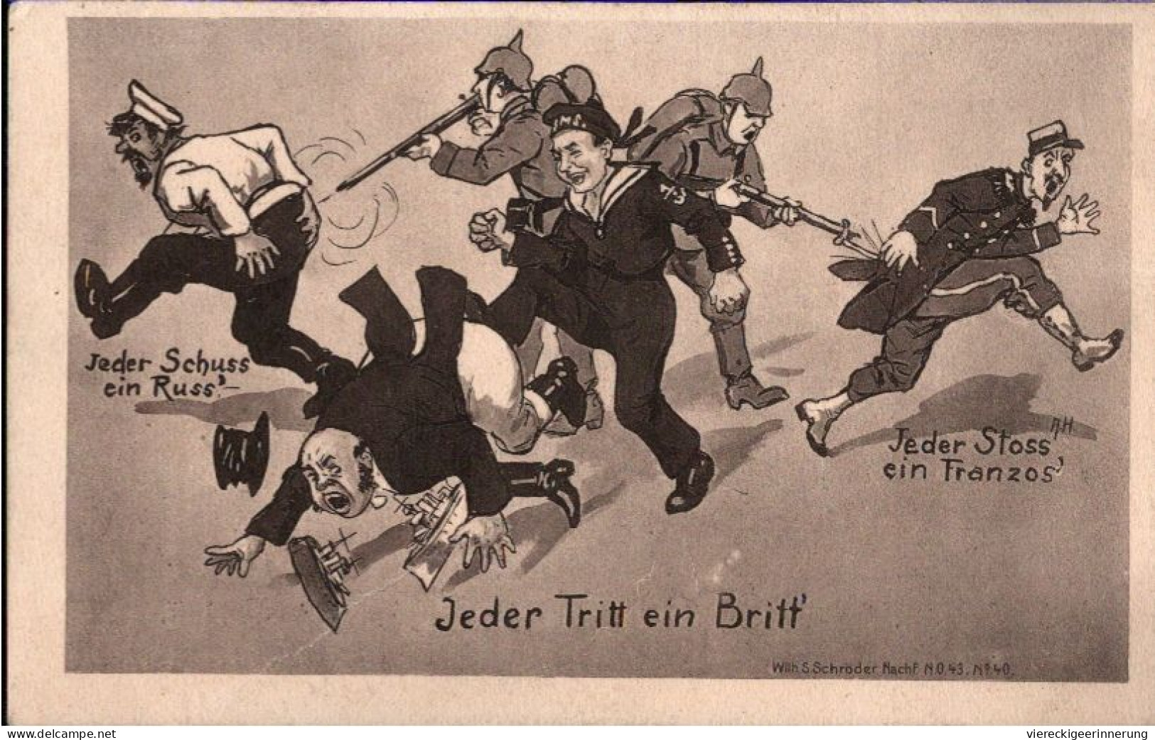 ! Alte Ansichtskarte Deutsche Propaganda, 1. Weltkrieg, Russen, Briten, Franzosen, Feldpost 1914, Militaria - Guerre 1914-18