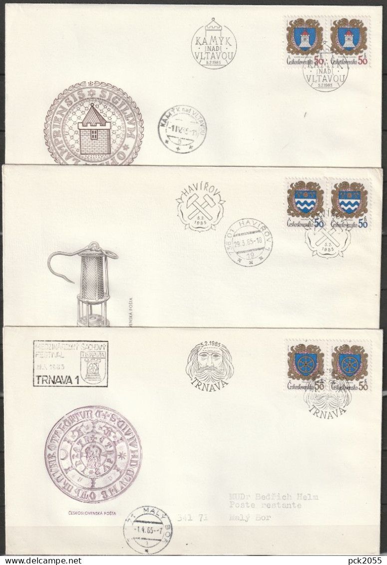 Tschechoslowakei 1985 FDC MiNr.2797 - 2799 Stadtwappen ( D 6945 )günstige Versandkosten - FDC