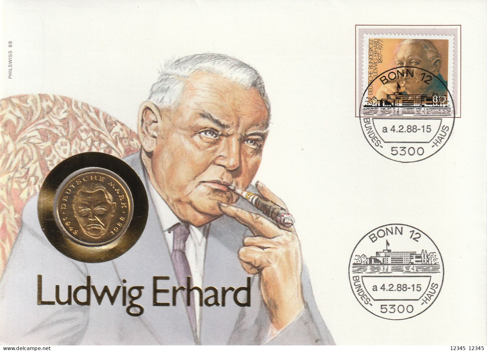 1988, Coincard, Ludwig Erhard - Enveloppes Numismatiques