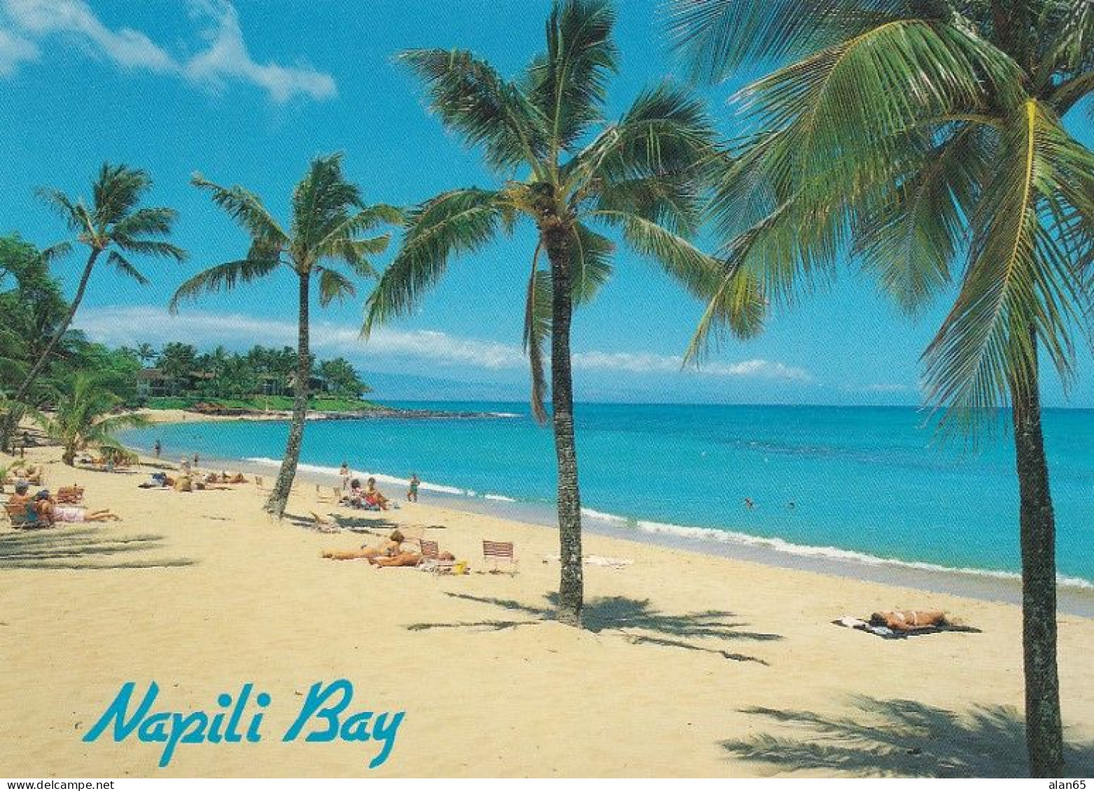 Maui Hawaii, Napili Bay Resort Beach Scene, C1980s/90s Vintage Postcard - Maui