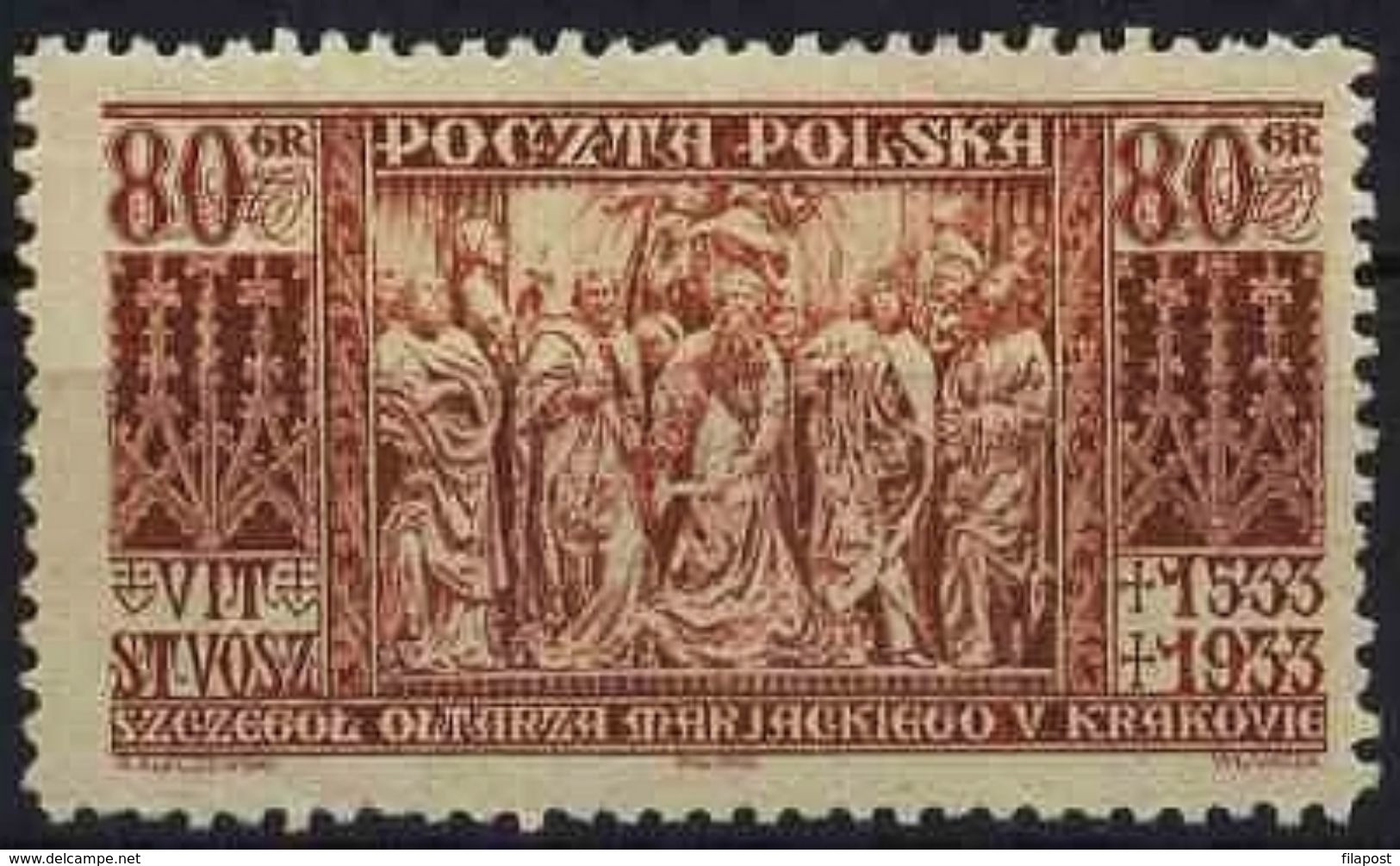 Poland 1933, Mi 282, St. Mary's Church Krakow. Altar Of W. Stoss. Sculpture. MNH** - Ungebraucht