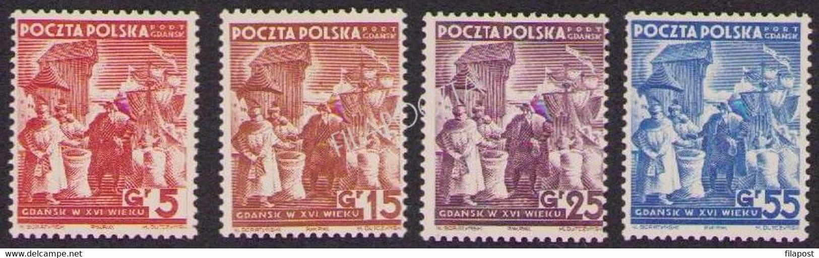 Poland Port Gdansk 1938, Mi 35-38 Historical Issue Full Set MNH** - Neufs