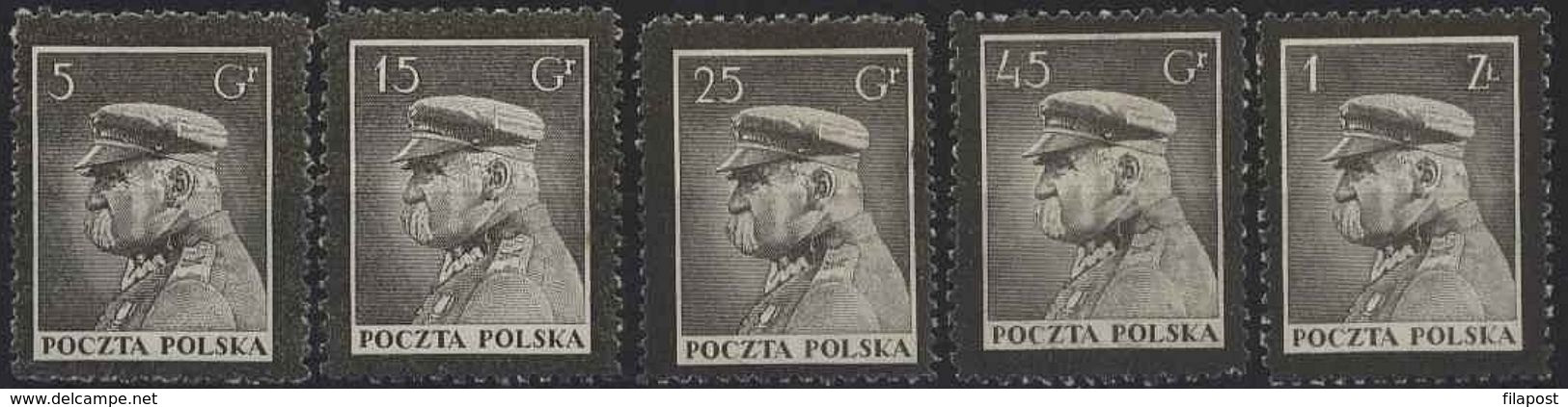 Poland 1935, Mi 294 - 298, Death Of Marshal J. Piłsudski. Death Stamps. Politician. MNH** - Ungebraucht