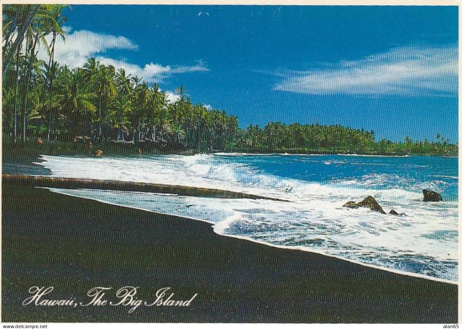 Big Island Of Hawaii, Kalapana Black Sand Beach Scene, C1980s/90s Vintage Postcard - Big Island Of Hawaii