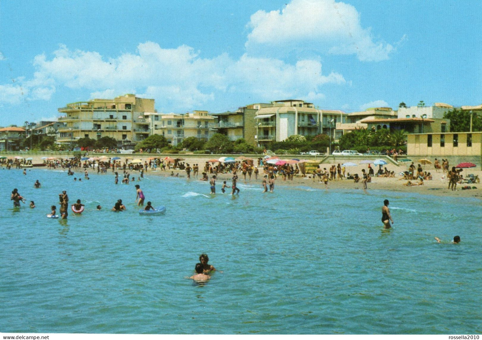 CARTOLINA ITALIA MARINA DI RAGUSA RIVIERA DI LEVANTE CON PUBBLICITà BAR SUL RETRO Italy Postcard ITALIEN Ansichtskarten - Ragusa