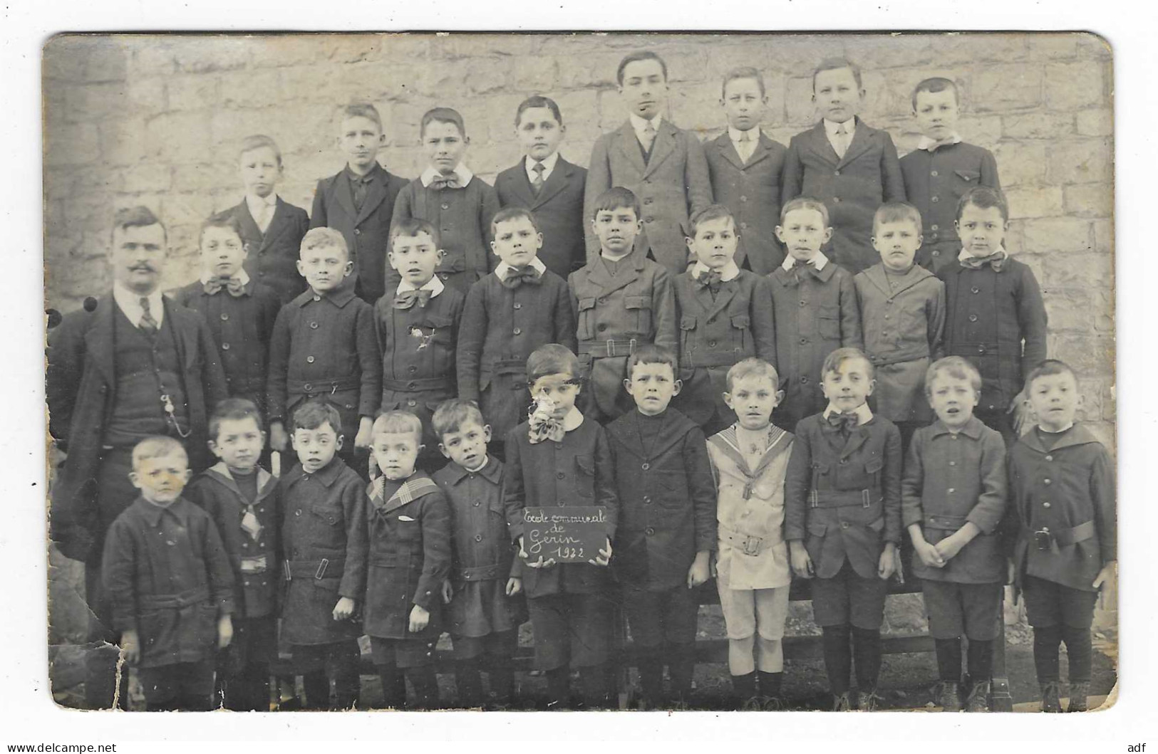 RARE CPA CARTE PHOTO CLASSE DE GARCONS, ECOLE COMMUNALE DE GERIN 1922, ONHAYE, PROVINCE DE NAMUR, BELGIQUE - Onhaye