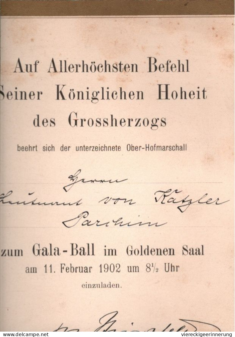 !  Einladung Zum Gala Ball 1902 Im Schweriner Schloß, Parchim Mecklenburg Autograph Oberhofmarschall Paul Von Hirschfeld - Schwerin