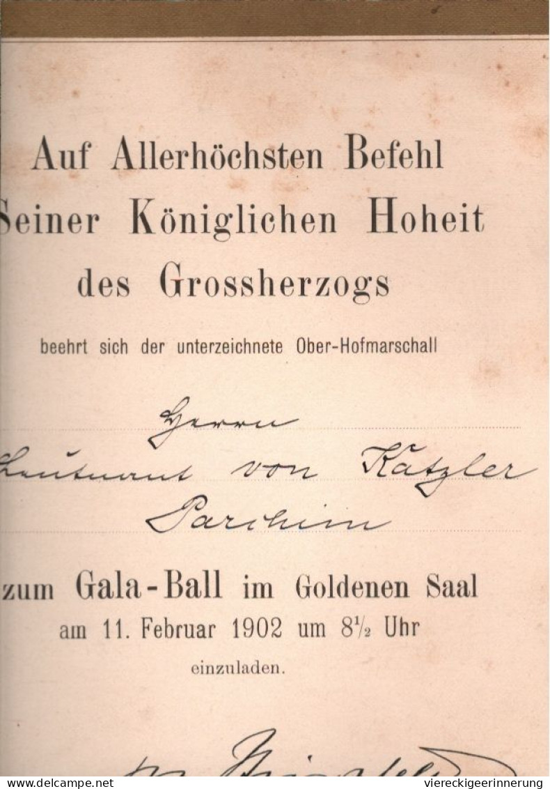!  Einladung Zum Gala Ball 1902 Im Schweriner Schloß, Parchim Mecklenburg Autograph Oberhofmarschall Paul Von Hirschfeld - Mecklenbourg-Schwerin