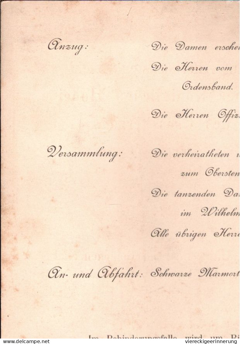 !  Einladung Zum Gala Ball 1902 Im Schweriner Schloß, Parchim Mecklenburg Autograph Oberhofmarschall Paul Von Hirschfeld - Mecklenburg-Schwerin