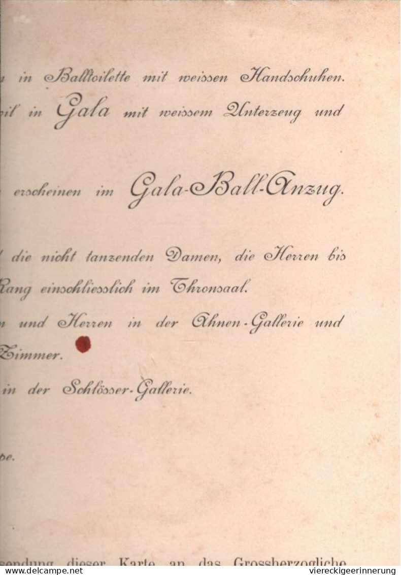 !  Einladung Zum Gala Ball 1902 Im Schweriner Schloß, Parchim Mecklenburg Autograph Oberhofmarschall Paul Von Hirschfeld - Schwerin