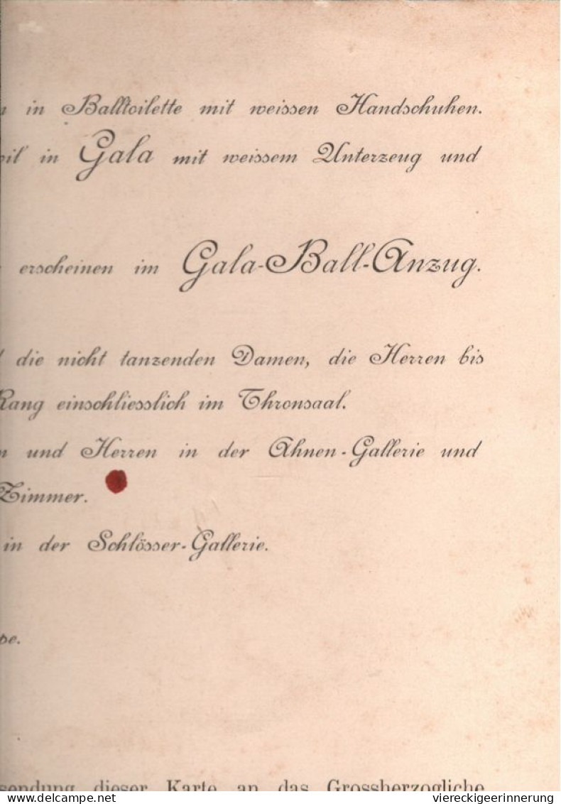 !  Einladung Zum Gala Ball 1902 Im Schweriner Schloß, Parchim Mecklenburg Autograph Oberhofmarschall Paul Von Hirschfeld - Mecklenburg-Schwerin