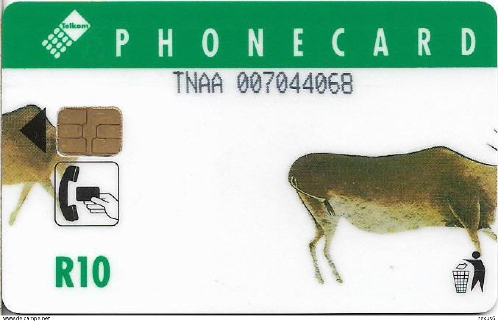 S. Africa - Telkom - Hunters & Herd, (Cn. 'TNAA' In 2 Parts, Dashed Ø, Thin), Chip Siemens S30, 1994, 10R, Used - South Africa
