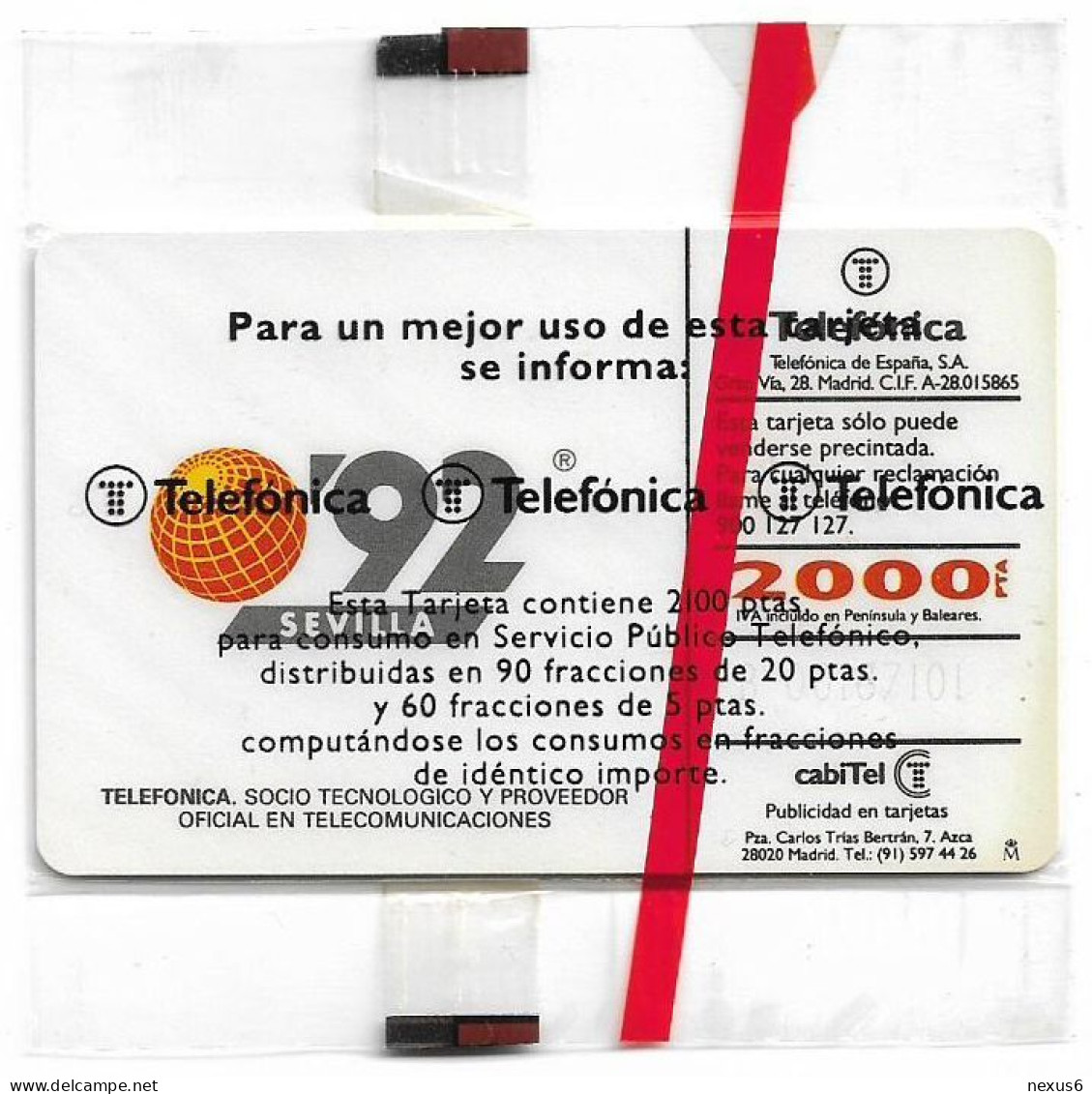 Spain - Telefonica - Expo Sevilla '92 - A. Gonzalez - CP-006 - With FMT Logo, 04.1992, 2.000PTA, 30.000ex, NSB - Commemorative Advertisment