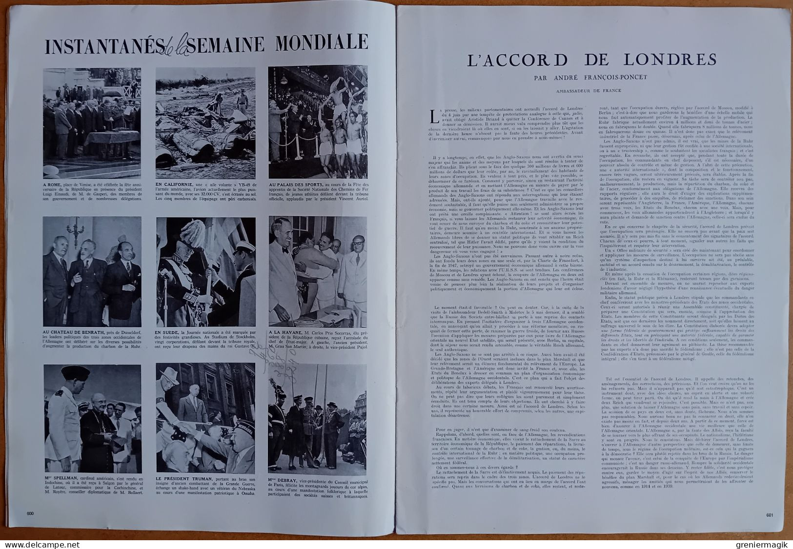 France Illustration N°142 19/06/1948 Benès Tchécoslovaquie/Le Viêt-Nam Entre Dans L'Union Française (Bao Dai Et Xuan) - Testi Generali