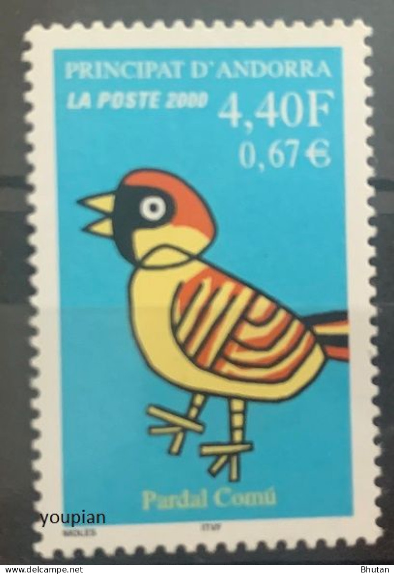 Andorra (French Post) 2000, Bird - Sparrow, MNH Single Stamp - Unused Stamps