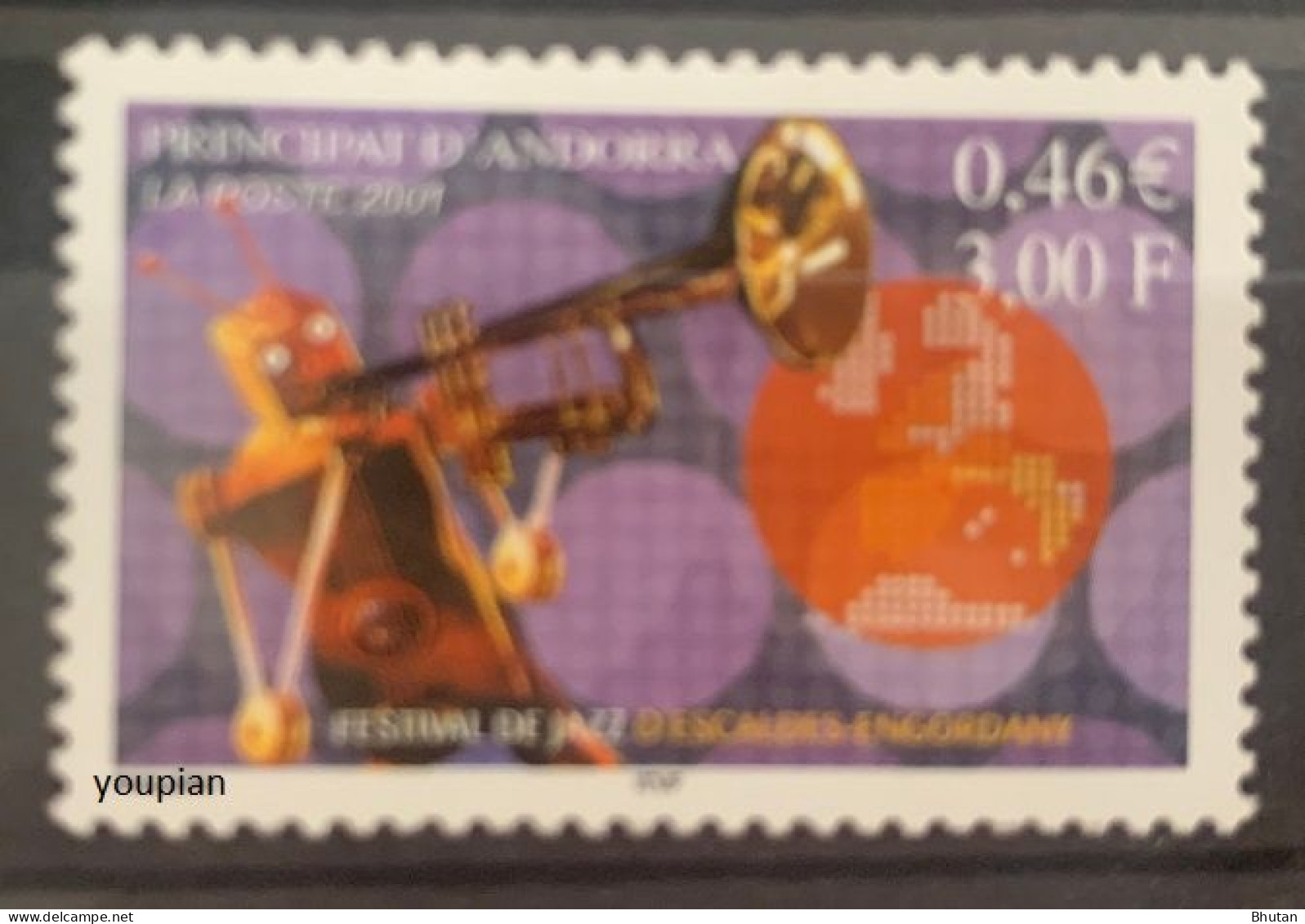 Andorra (French Post) 2001, Jazz Festival Escaldes-Engorndany, MNH Single Stamp - Ongebruikt