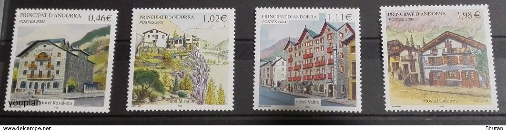 Andorra (French Post) 2002-2005, Hotels, MNH Stamps Set - Nuovi