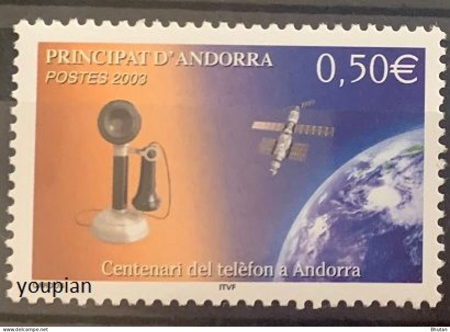 Andorra (French Post) 2003, 100 Years Telephone In Andorra, MNH Single Stamp - Nuovi