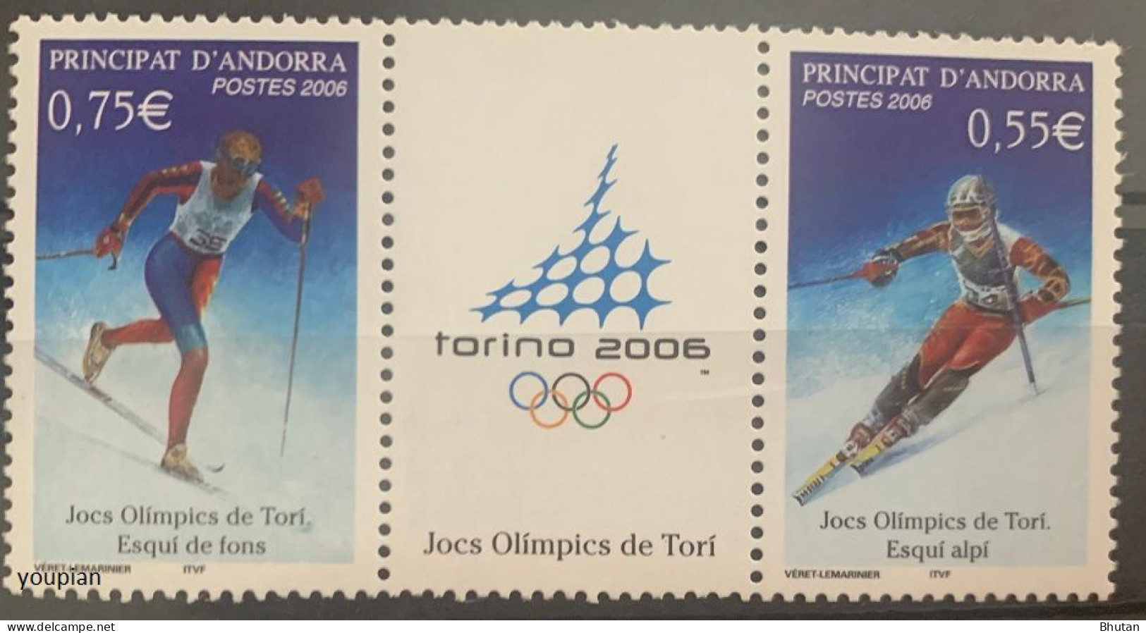 Andorra (French Post) 2006, Winter Olympic Games In Turin, MNH Stamps Strip - Ungebraucht