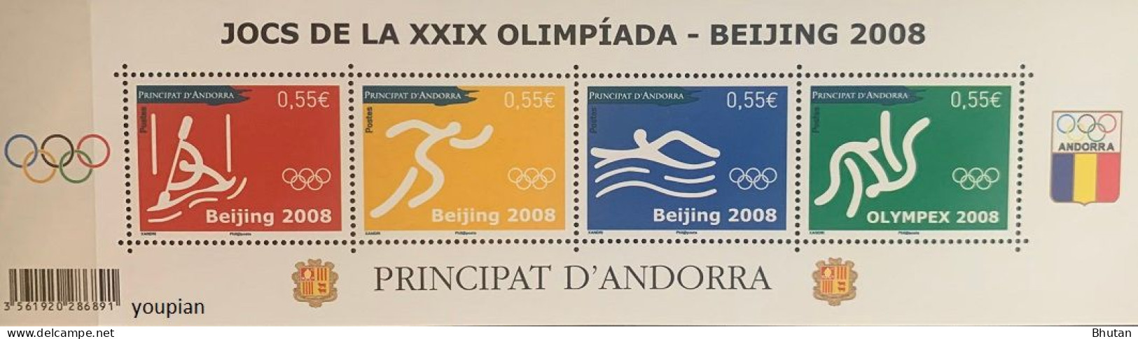 Andorra (French Post) 2008, Summer Olympic Games In Beijing, MNH S/S - Unused Stamps