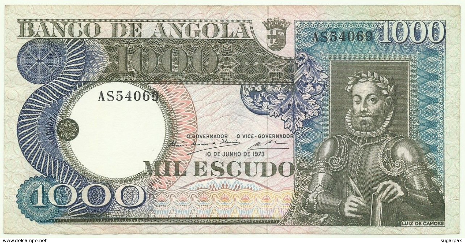 Angola - 1000 Escudos - 10.6.1973 - Pick: 108 - Serie AS - Luiz De Camões - PORTUGAL - 1.000 - Angola