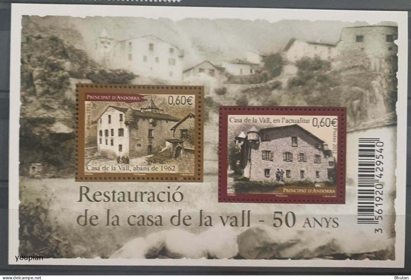 Andorra (French Post) 2012, Restauration Of Casa De La Vall, MNH S/S - Nuevos