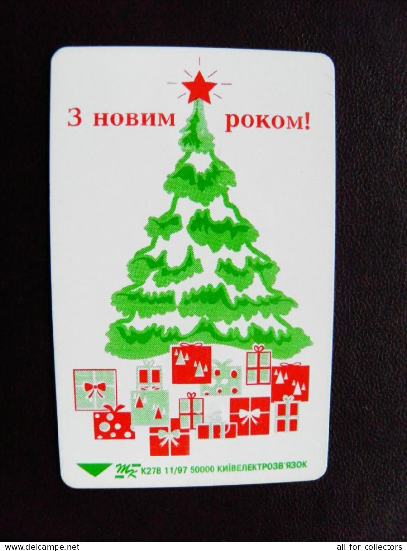 UKRAINE Phonecard Chip New Year Fir Tree 840 Units Prefix Nr. K278 11/97 50000 Ex. Prefix Nr. EZh (in Cyrillic) - Ukraine