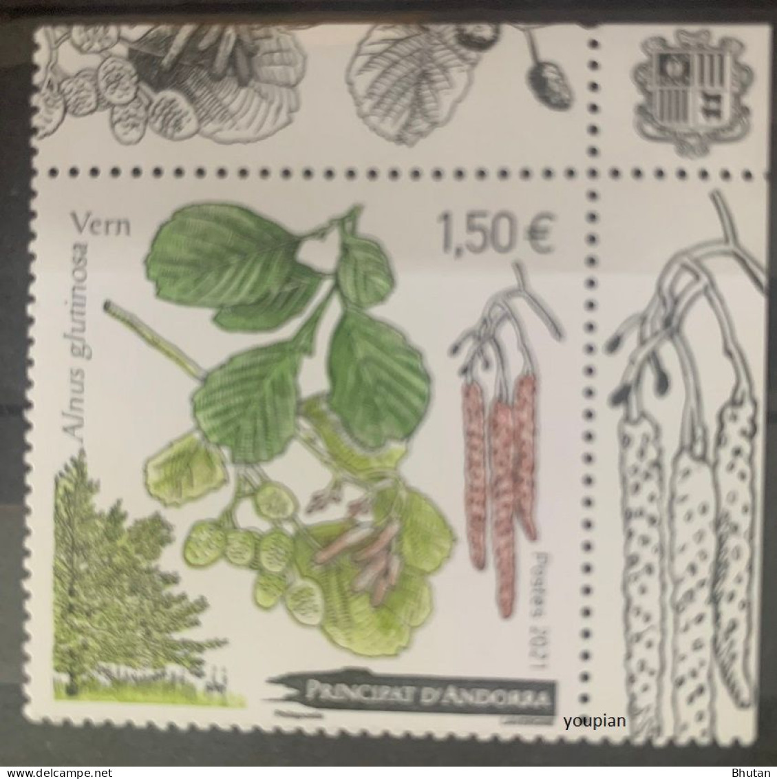 Andorra (French Post) 2021, Leaf Of Tree - Alnus Glutinosa, MNH Single Stamp - Nuovi