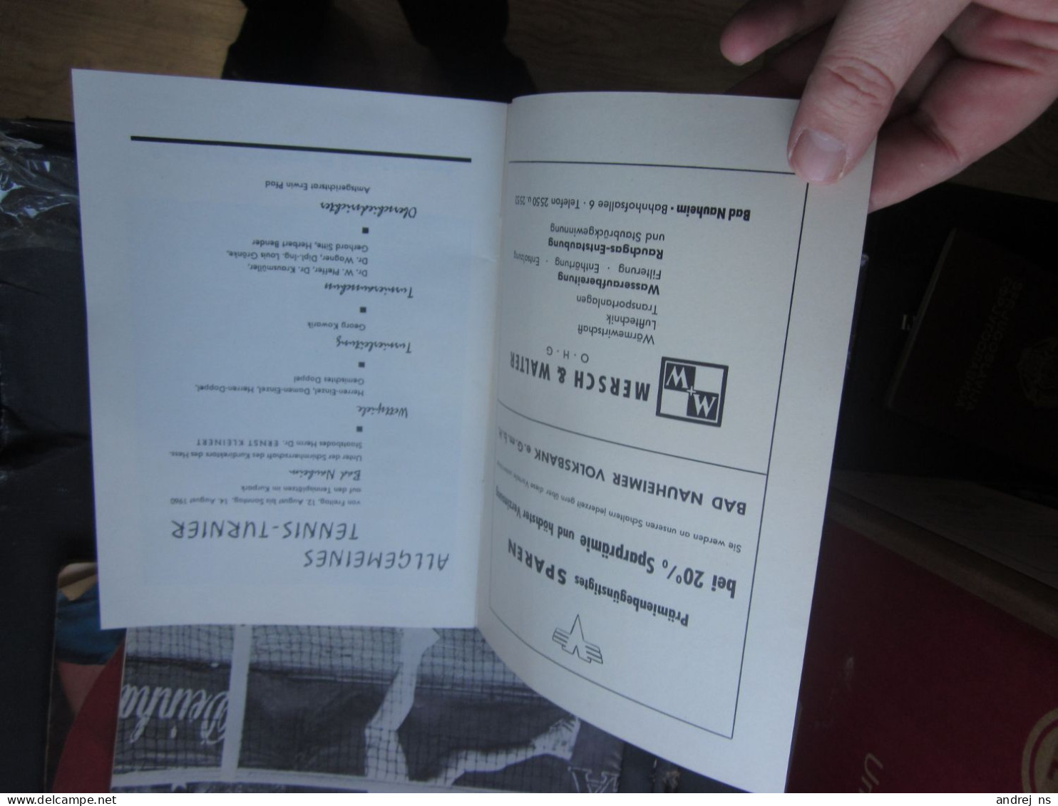 Allgemeines Tennis Turnier In Bad Nauheim 1960 Program - Andere & Zonder Classificatie