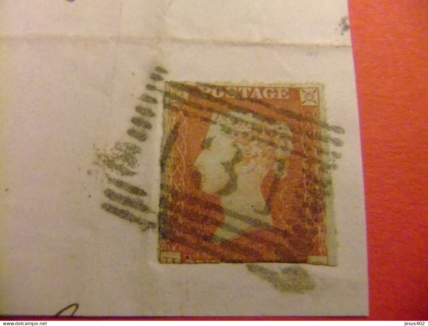 INGLATERRA REINO UNIDO GRANDE BRETAGNE 1851 QUEEN VICTORIA Yvert 3 FU SOBRE FRAGMENTO - Used Stamps