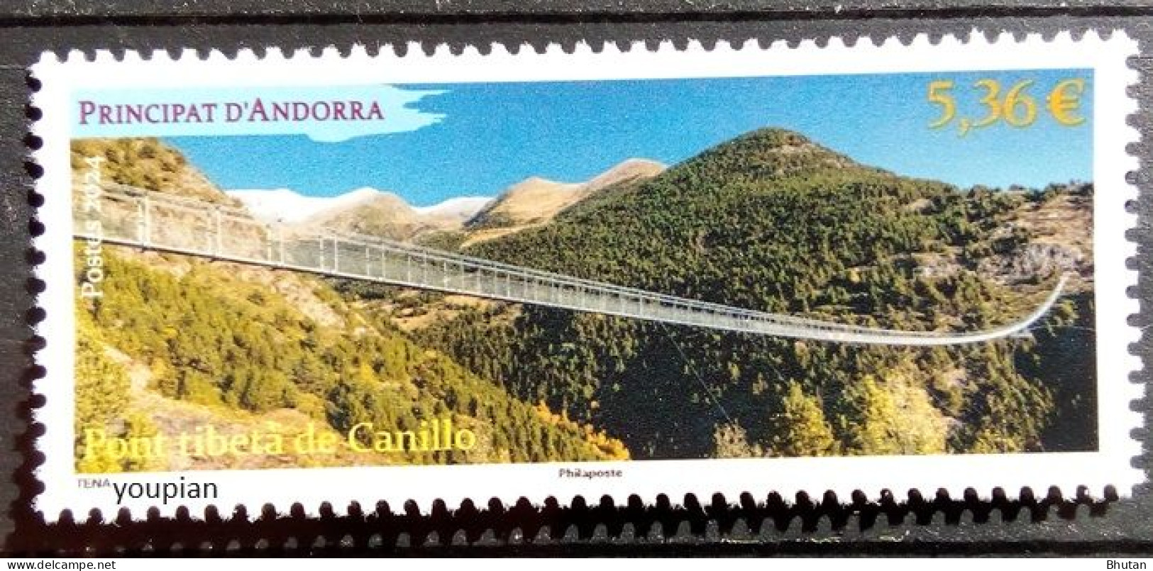 Andorra (French Post) 2024, Canillo Bridge In Tibeta, MNH Single Stamp - Nuovi