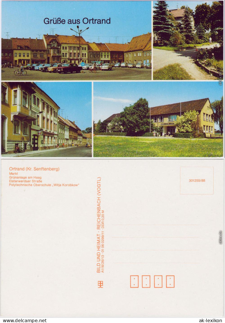 Ortrand 4 Bild: Markt, Elsterwerdaer Straße, Oberschule 1988  - Ortrand