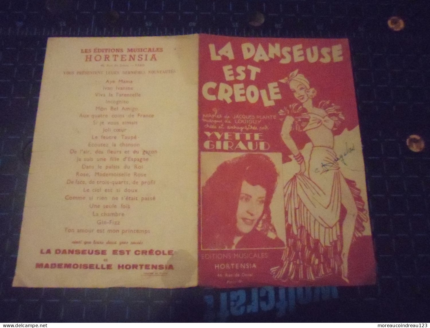 Partissions " La Danseuse Est Créole "  Paroles Et Musique - Autres & Non Classés