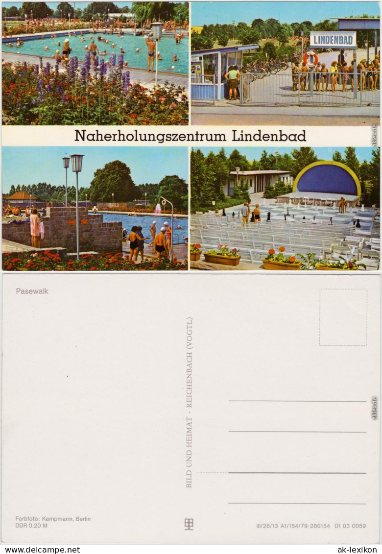 Ansichtskarte Pasewalk Naherholungszentrum Lindenbad, Belebt 1979 - Pasewalk