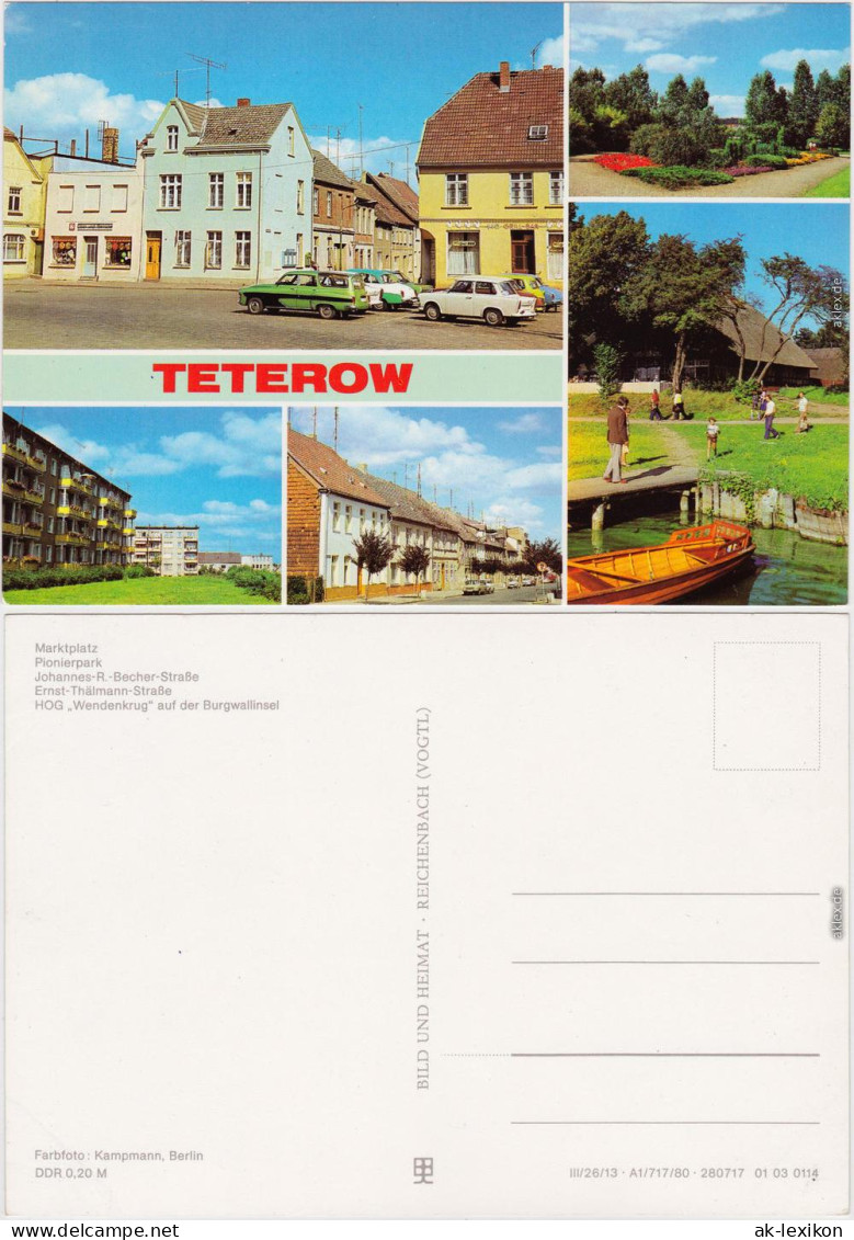 Teterow Marktplatz, Pionierpark, HOG "Wendekrug", Straßen 1980 - Teterow