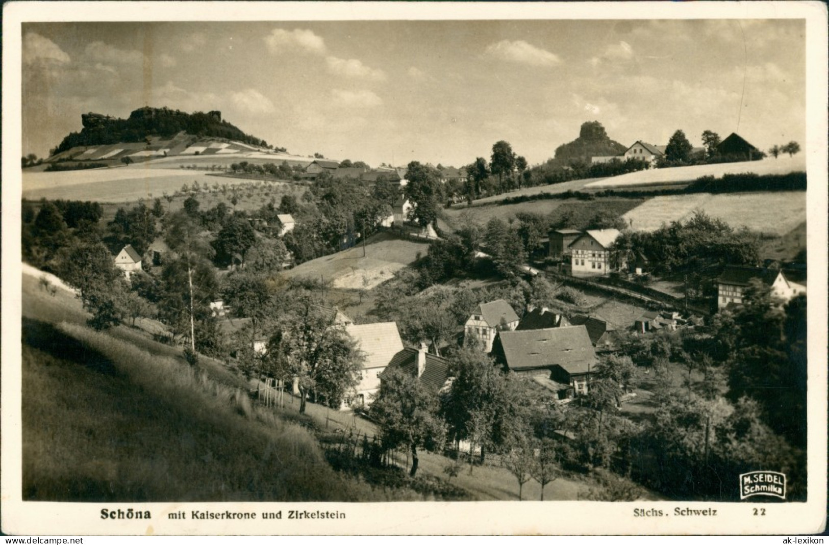 Ansichtskarte Schöna-Reinhardtsdorf-Schöna Stadtpartie 1928 - Schöna