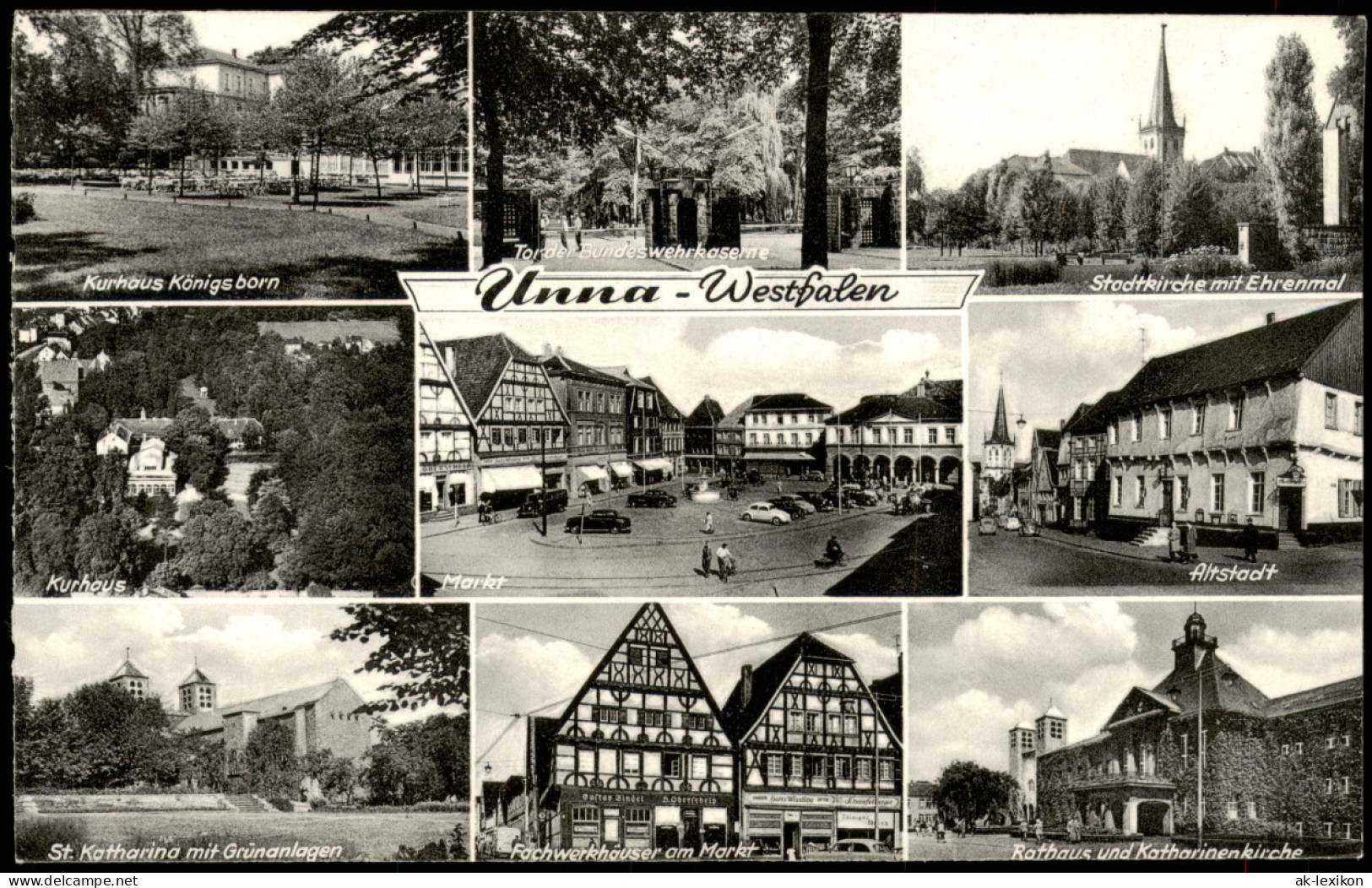 Ansichtskarte Unna Mehrbildkarte Mit Markt, Rathaus, Stadtkirche Uvm. 1958 - Unna
