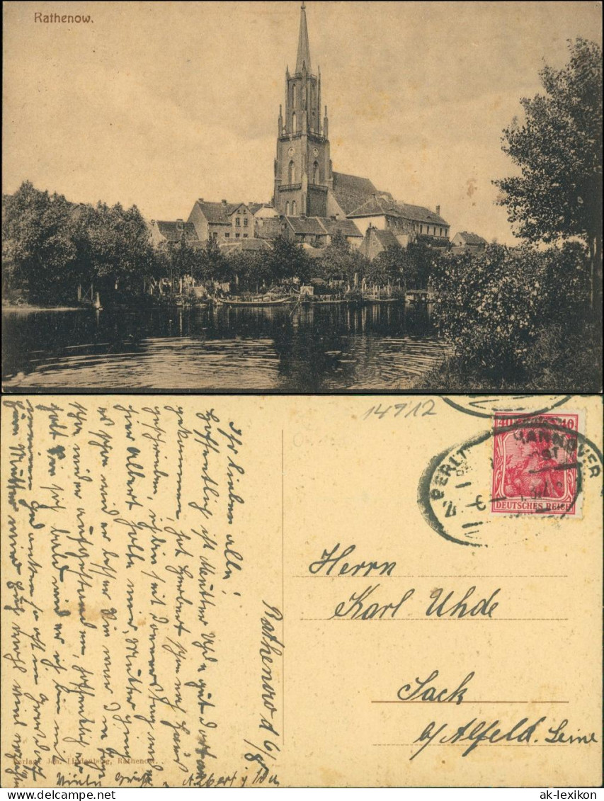 Ansichtskarte Rathenow Flusspartie - Stadt 1911 - Rathenow