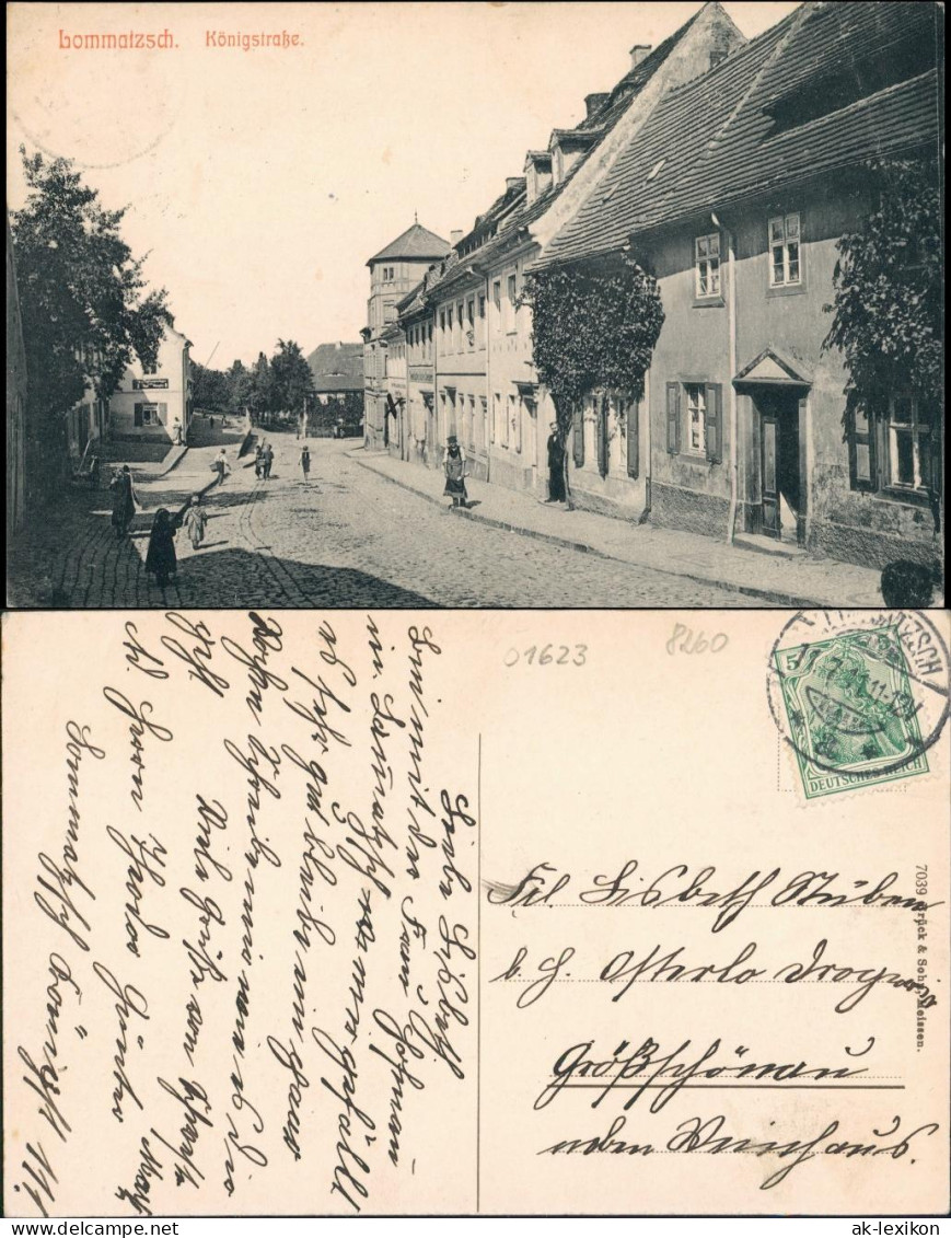 Ansichtskarte Lommatzsch Königstraße 1911 - Lommatzsch