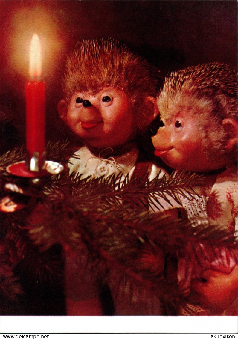 Ansichtskarte  Mecki (Diehl-Film): Weihnachtsbaum Kerze Bestaunen 1975 - Mecki