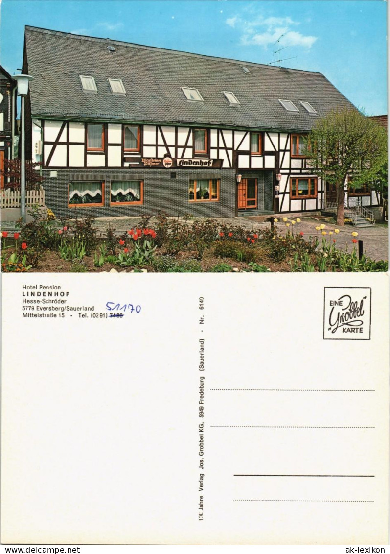 Ansichtskarte Eversberg-Meschede Hotel Pension LINDENHOF Mittelstraße 1975 - Meschede