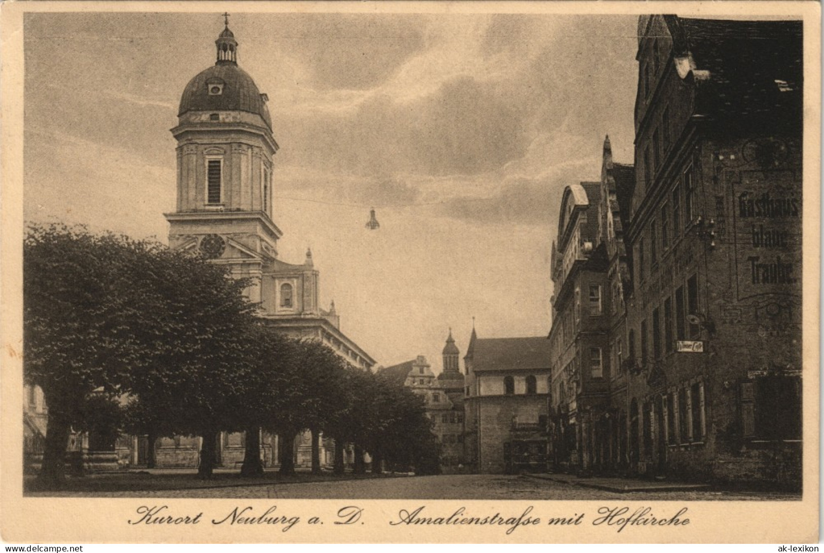 Ansichtskarte Neuburg (Donau) Amalienstraße Mit Hofkirche Kirche 1935 - Neuburg