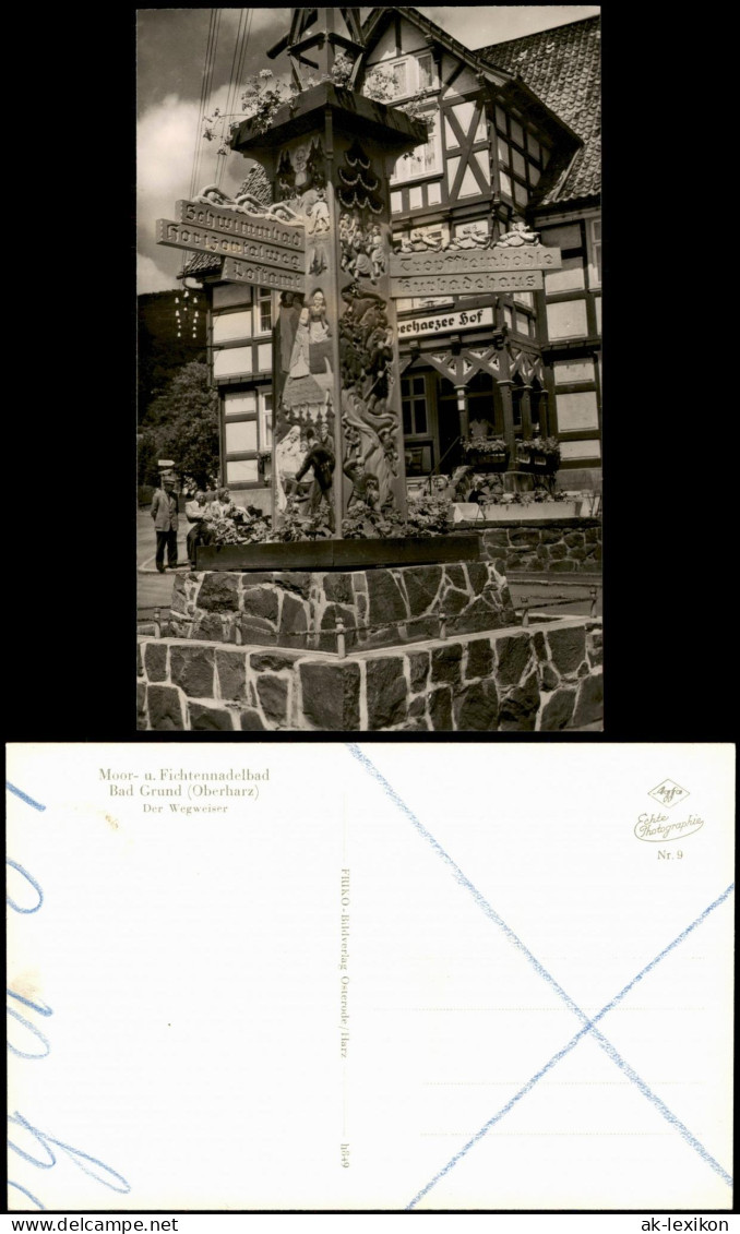 Ansichtskarte Bad Grund (Harz) Geschnitzter Gestalteter Wegweiser 1961 - Bad Grund