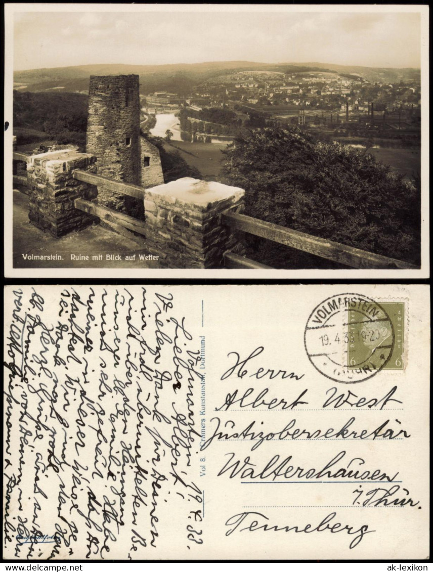 Volmarstein-Wetter (Ruhr) Ruine Mit Blick Auf Wetter - Industrieanlagen 1933 - Wetter