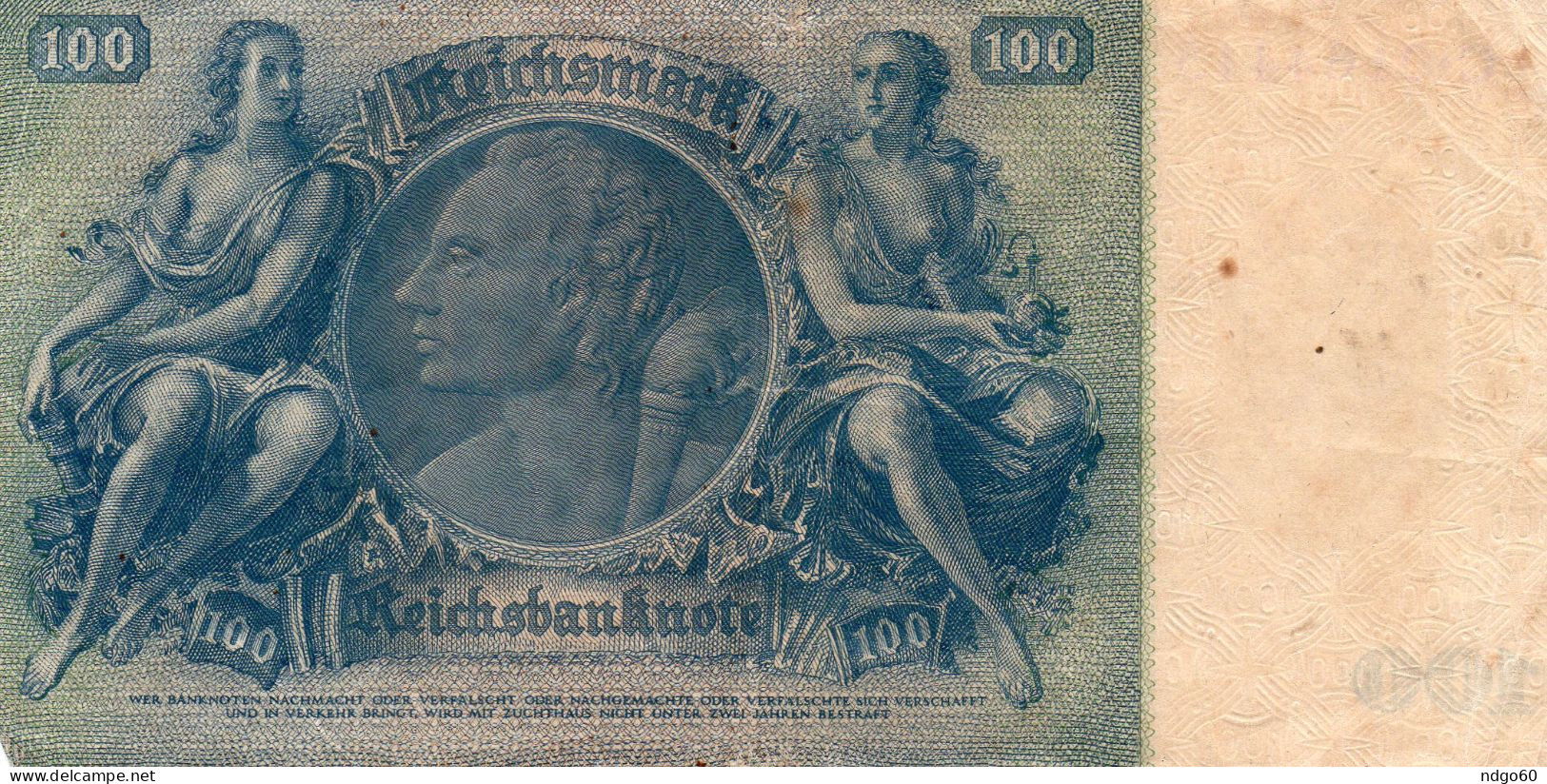 Billet De 100 Reichsmark ( Reichsbanknote) - 100 Mark