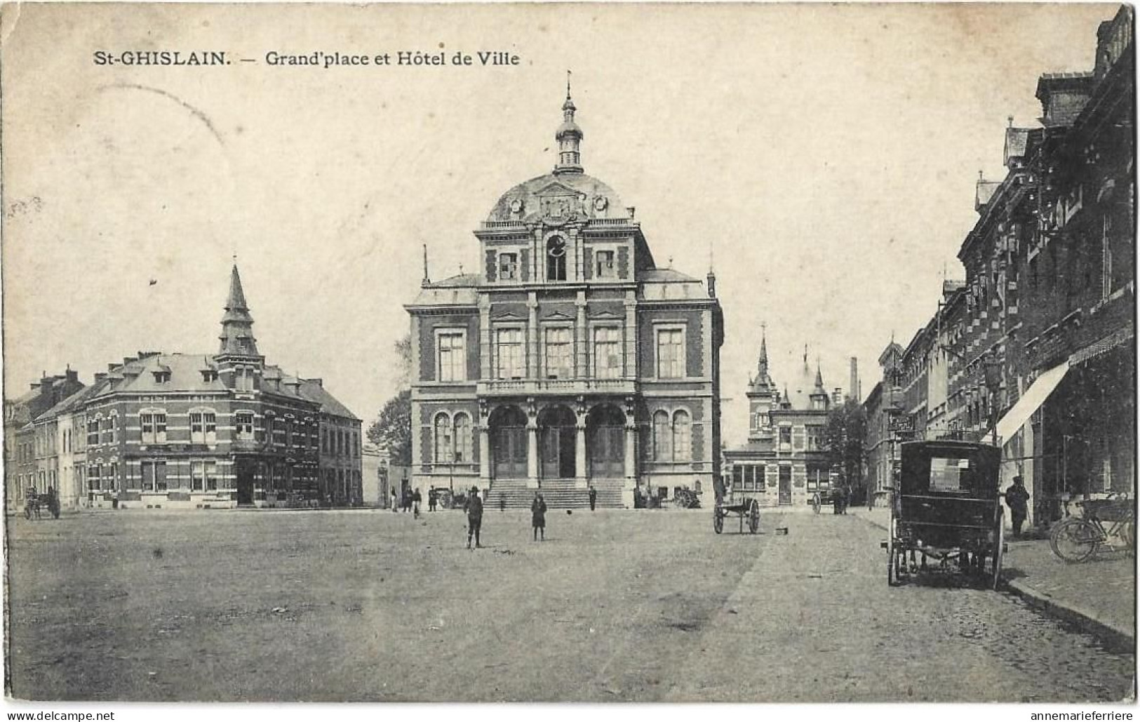 SAINT-GHISLAIN - Grand'Place Et Hôtel De Ville ( Attelages+ Charette à Bras ) - Saint-Ghislain