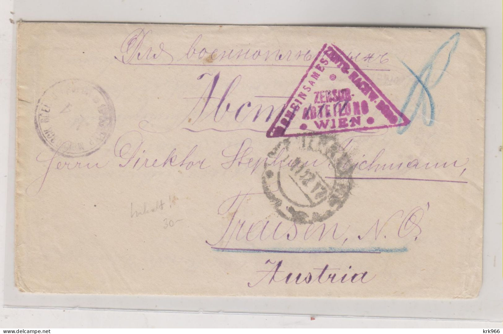 RUSSIA, 1917  POW Cover To  AUSTRIA - Covers & Documents