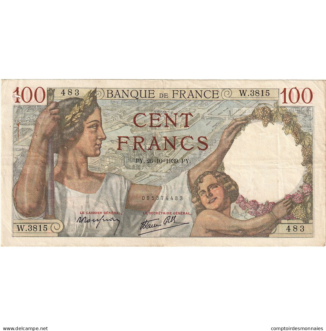 France, 100 Francs, Sully, 1939, W.3815, TTB, Fayette:26.12, KM:94 - 100 F 1939-1942 ''Sully''